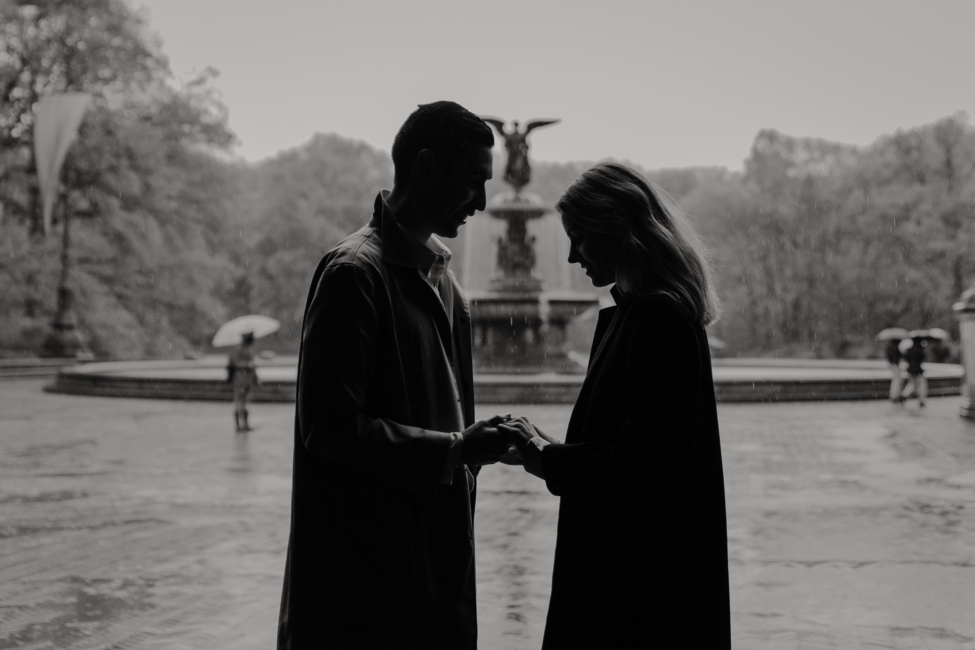 pedida de mano en la Bethesda Fountain de Central Park, NYC