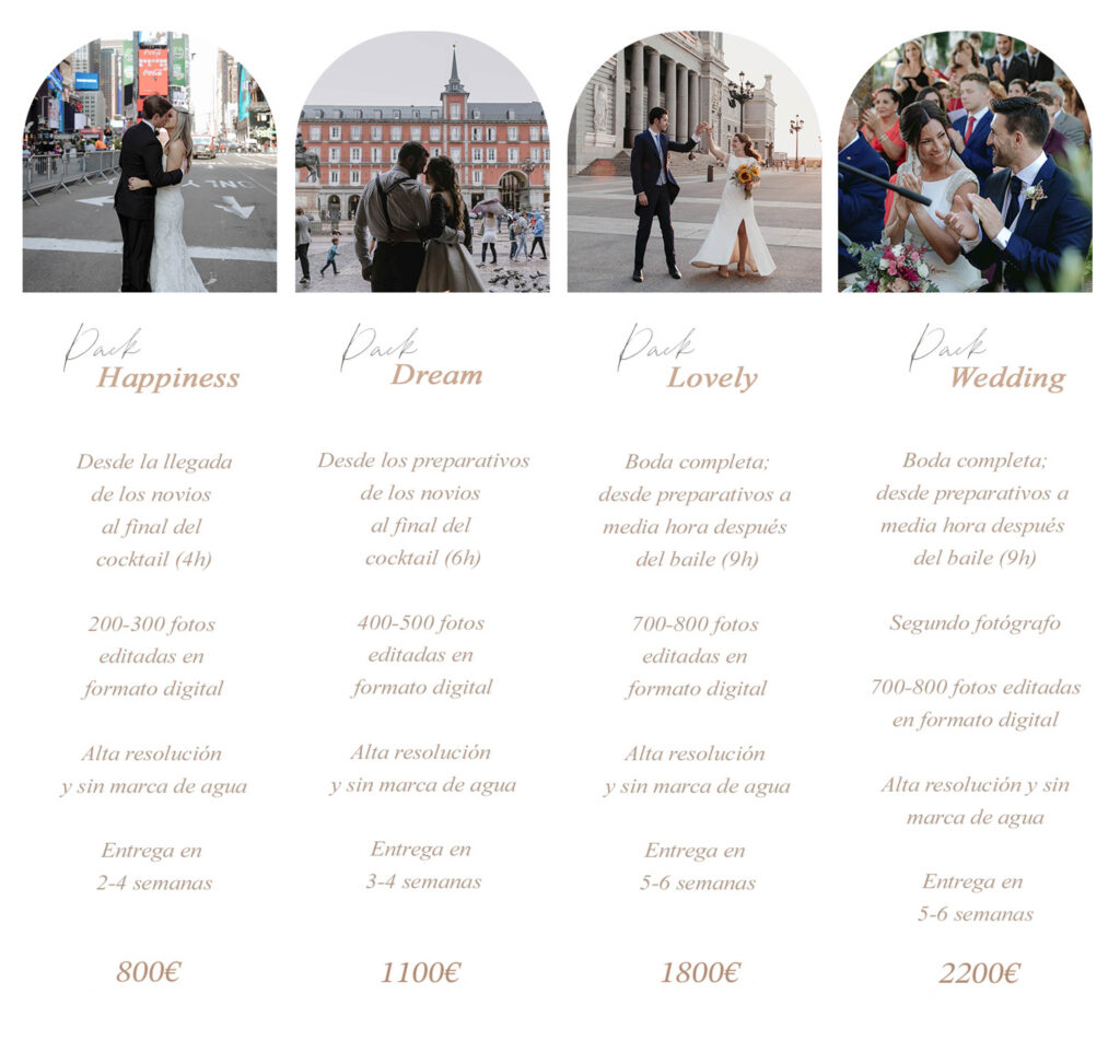 packs flexibles y por horas de fotografia de bodas y elopements en madrid