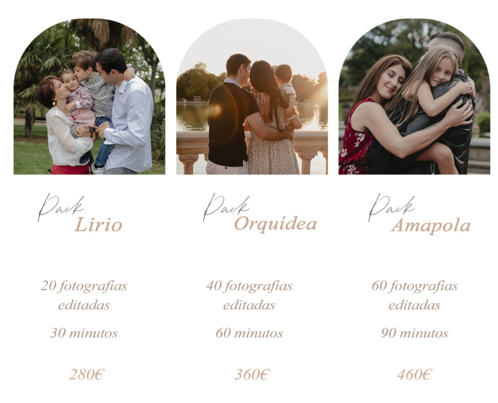 paquetes flexibles para sesiones de fotos en familia en madrid