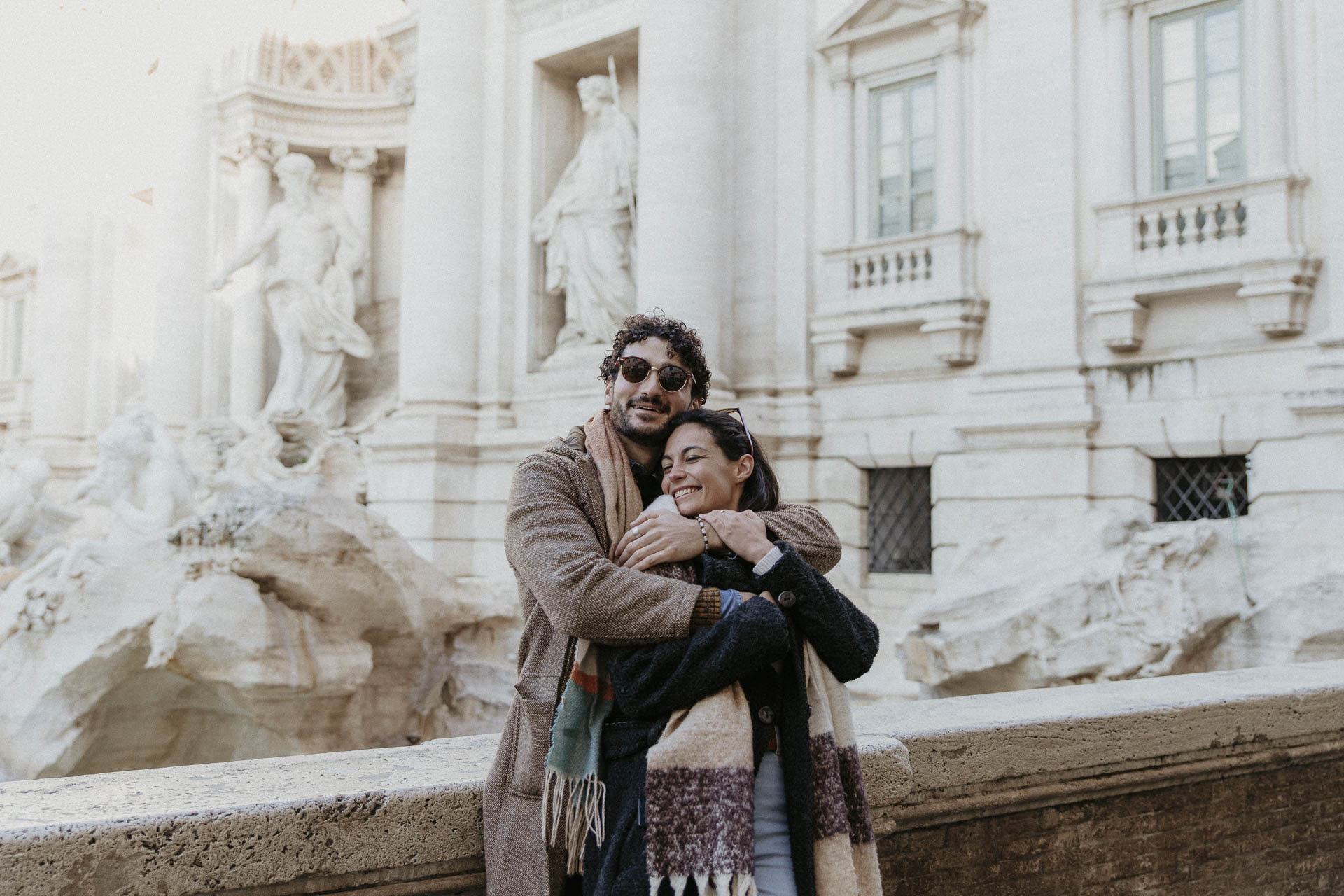 engagement photoshoot at the fontana de trevi in rome